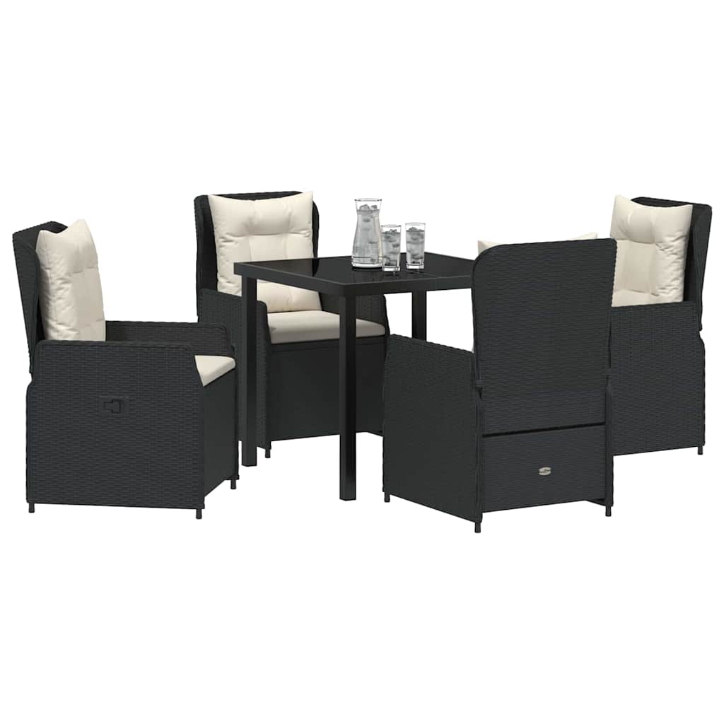 Set da Pranzo per Giardino 5 pcs Nero polyrattan - homemem39