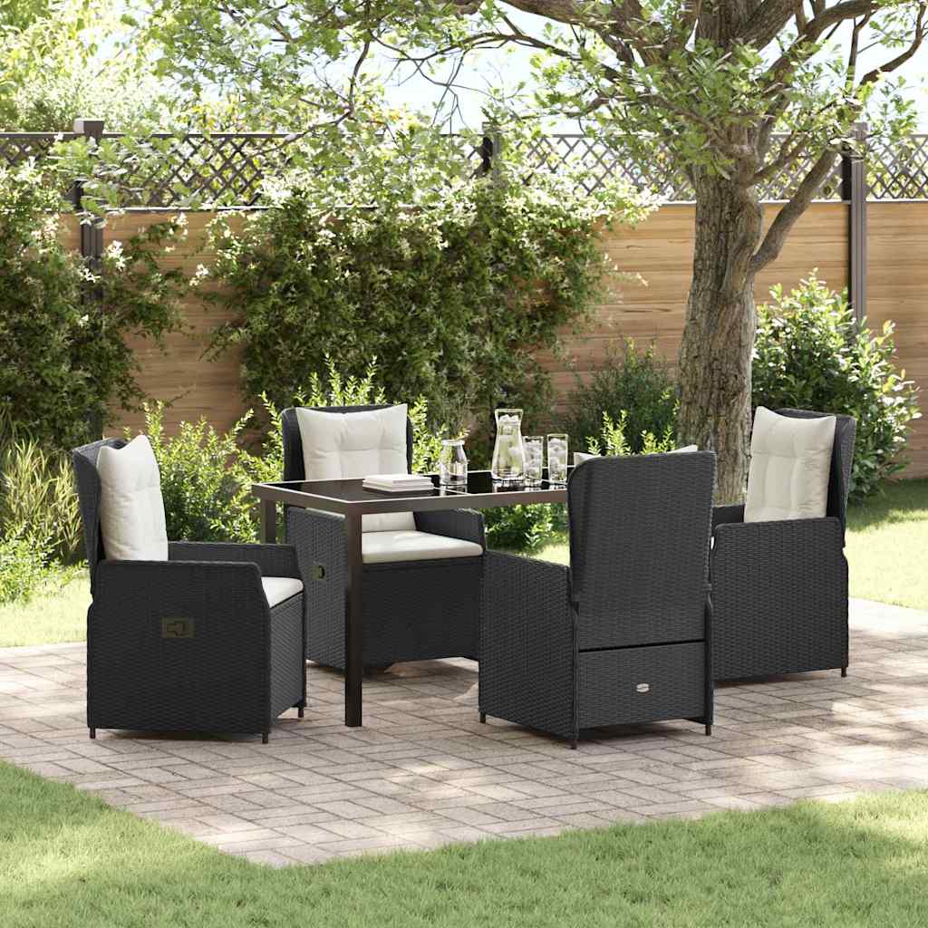 Set da Pranzo per Giardino 5 pcs Nero polyrattan - homemem39