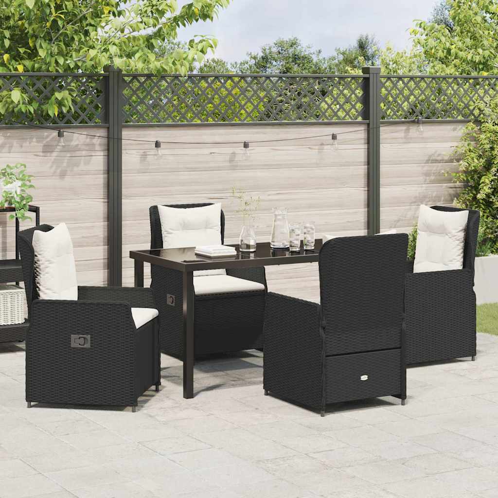 Set da Pranzo per Giardino 5 pcs Nero polyrattan - homemem39