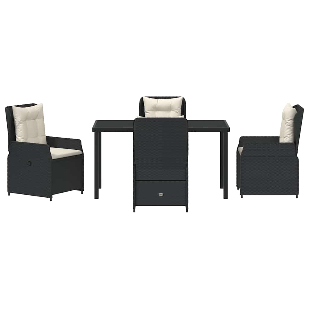 Set da Pranzo per Giardino 5 pcs Nero polyrattan - homemem39