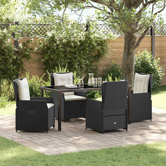 Set da Pranzo per Giardino 5 pcs Nero polyrattan - homemem39