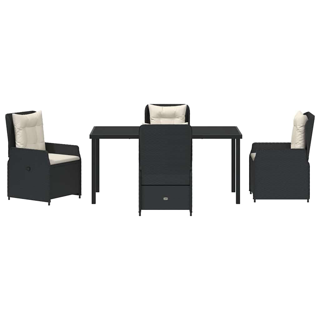 Set da Pranzo per Giardino 5 pcs Nero polyrattan - homemem39