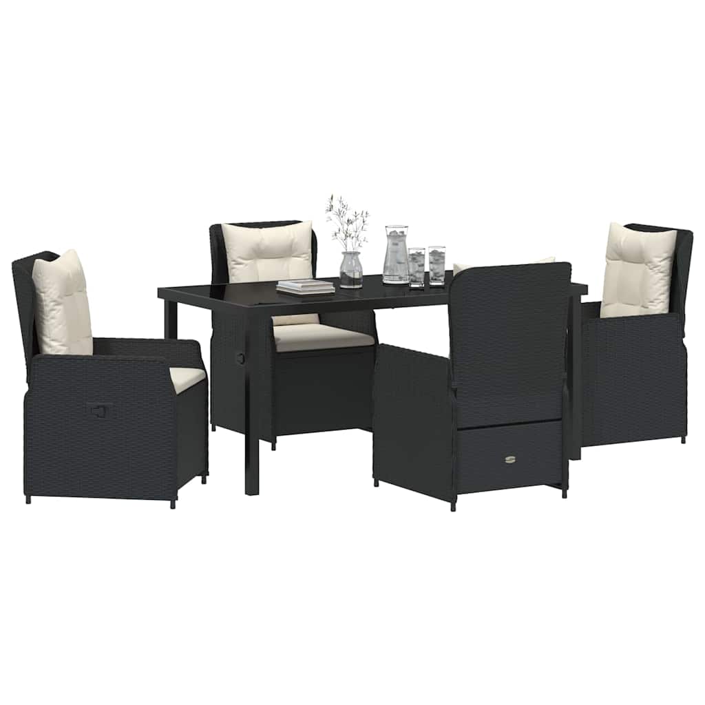 Set da Pranzo per Giardino 5 pcs Nero polyrattan - homemem39