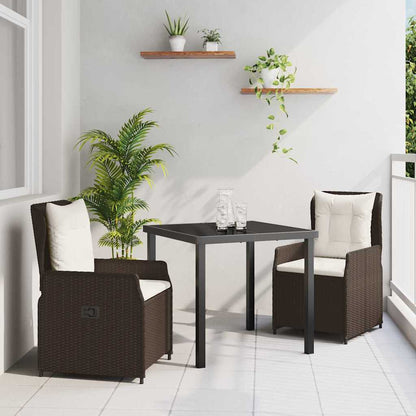 Set da Pranzo per Giardino 3 pcs Marrone polyrattan - homemem39