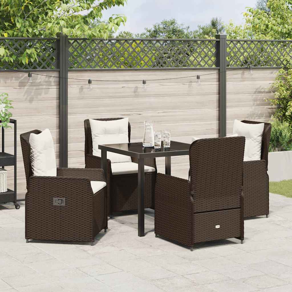 Set da Pranzo per Giardino 5 pcs Marrone polyrattan - homemem39