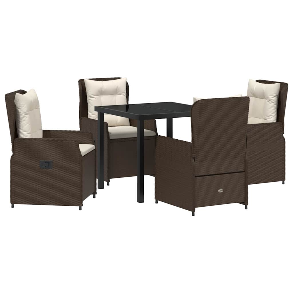 Set da Pranzo per Giardino 5 pcs Marrone polyrattan - homemem39