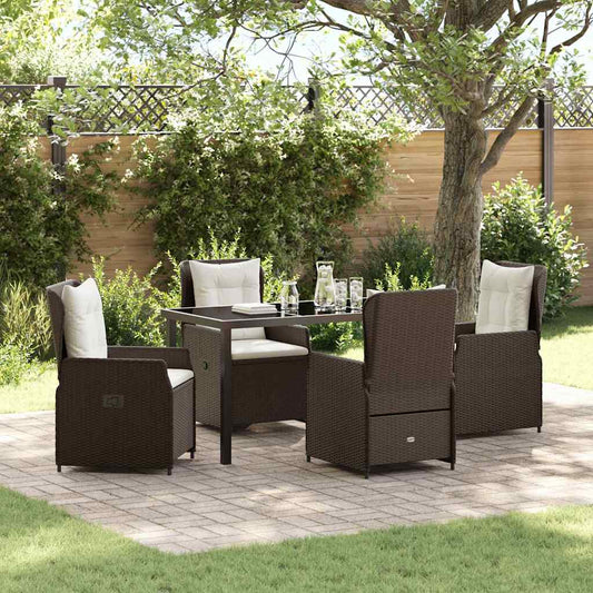 Set da Pranzo per Giardino 5 pcs Marrone polyrattan - homemem39