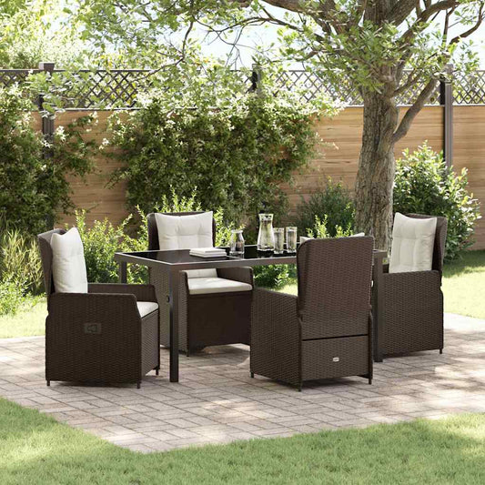 Set da Pranzo per Giardino 5 pcs Marrone polyrattan - homemem39