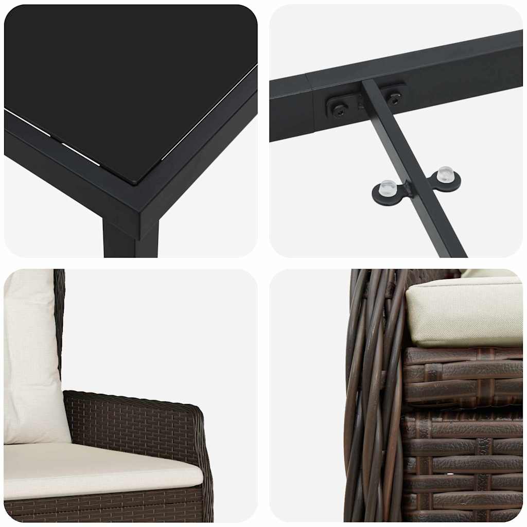 Set da Pranzo per Giardino 7 pcs Marrone polyrattan - homemem39