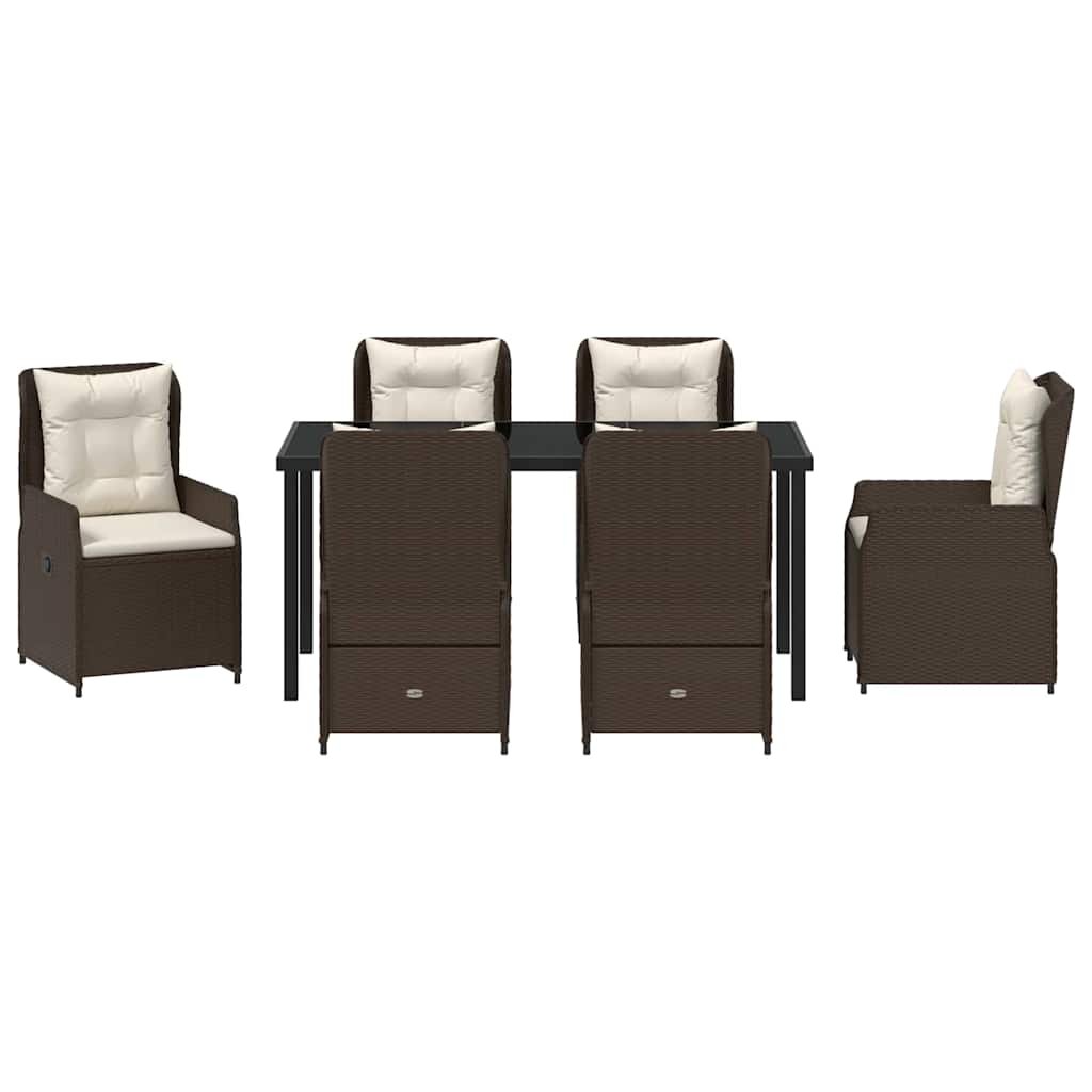 Set da Pranzo per Giardino 7 pcs Marrone polyrattan - homemem39