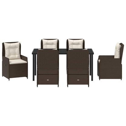 Set da Pranzo per Giardino 7 pcs Marrone polyrattan - homemem39