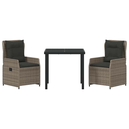 Set da Pranzo per Giardino 3 pcs Grigio polyrattan | homemem39