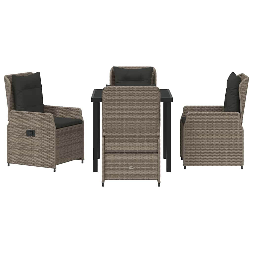 Set da Pranzo per Giardino 5 pcs Grigio polyrattan | homemem39