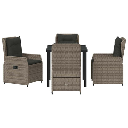Set da Pranzo per Giardino 5 pcs Grigio polyrattan | homemem39