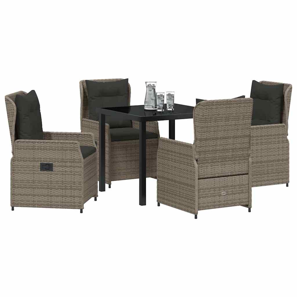 Set da Pranzo per Giardino 5 pcs Grigio polyrattan | homemem39