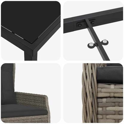 Set da Pranzo per Giardino 5 pcs Grigio polyrattan | homemem39