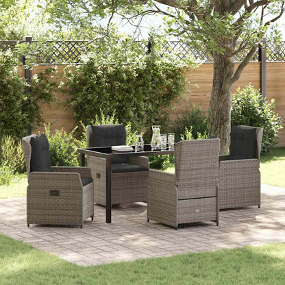 Set da Pranzo per Giardino 5 pcs Grigio polyrattan | homemem39