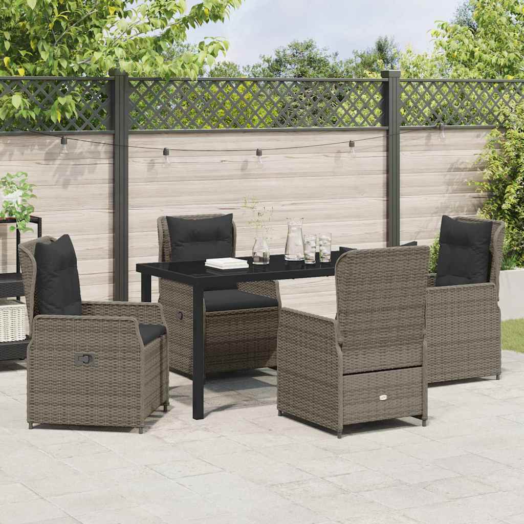 Set da Pranzo per Giardino 5 pcs Grigio polyrattan | homemem39