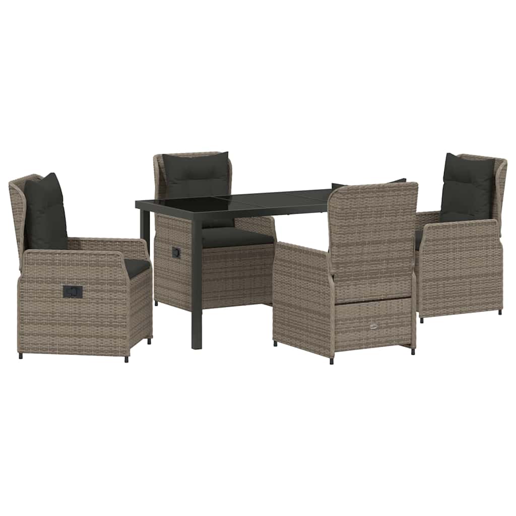 Set da Pranzo per Giardino 5 pcs Grigio polyrattan | homemem39