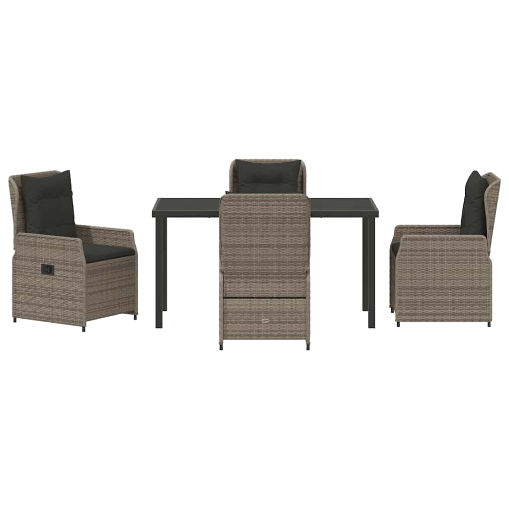 Set da Pranzo per Giardino 5 pcs Grigio polyrattan | homemem39