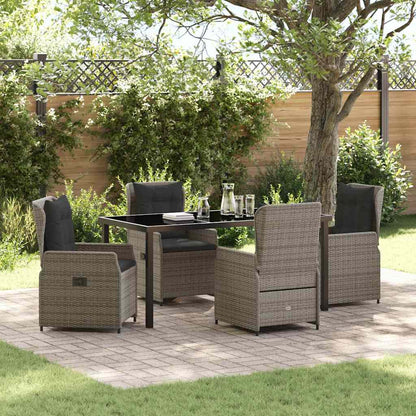 Set da Pranzo per Giardino 5 pcs Grigio polyrattan | homemem39