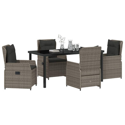 Set da Pranzo per Giardino 5 pcs Grigio polyrattan | homemem39