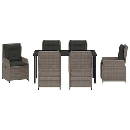Set da Pranzo per Giardino 7 pcs Grigio polyrattan