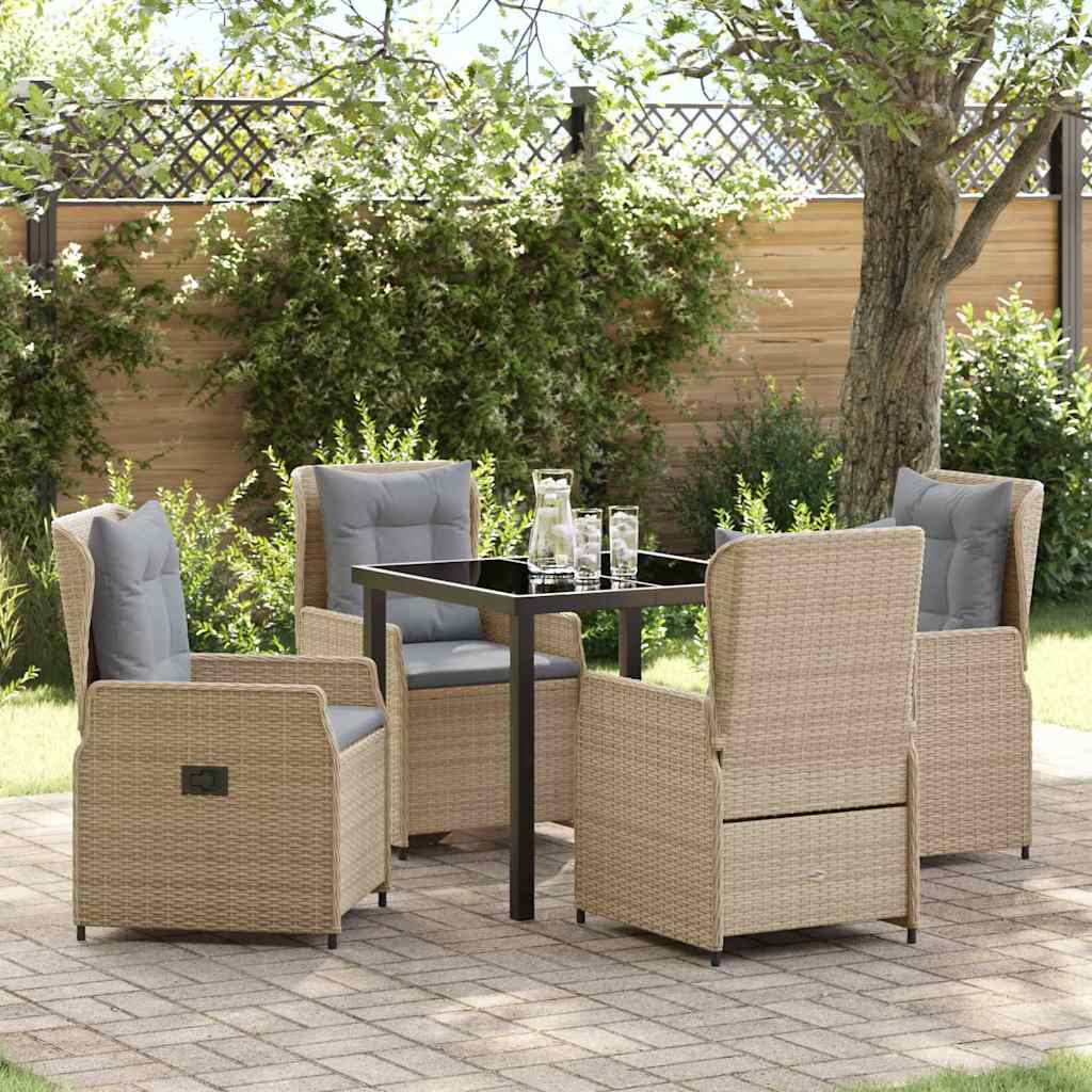 Set da Pranzo per Giardino 5 pcs Beige polyrattan - homemem39