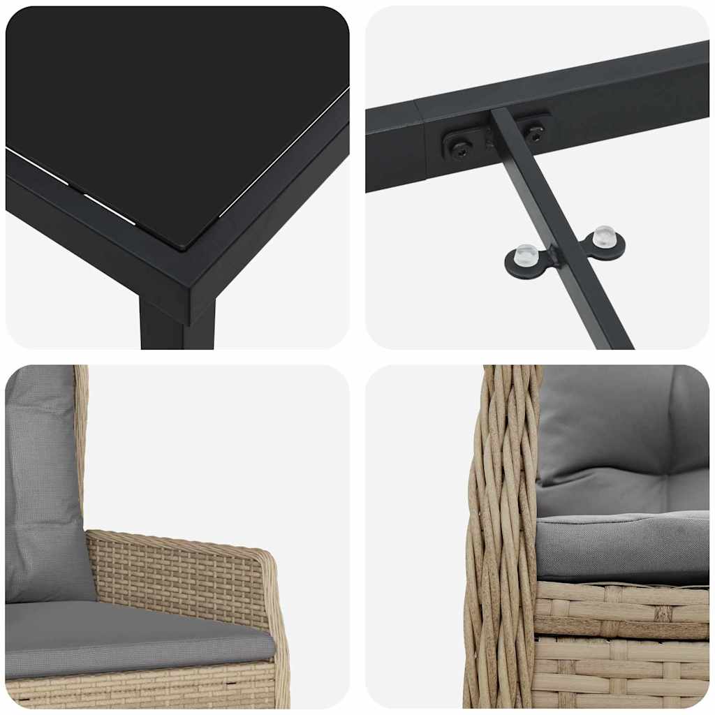 Set da Pranzo per Giardino 7 pcs Beige polyrattan - homemem39