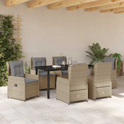 Set da Pranzo per Giardino 7 pcs Beige polyrattan - homemem39