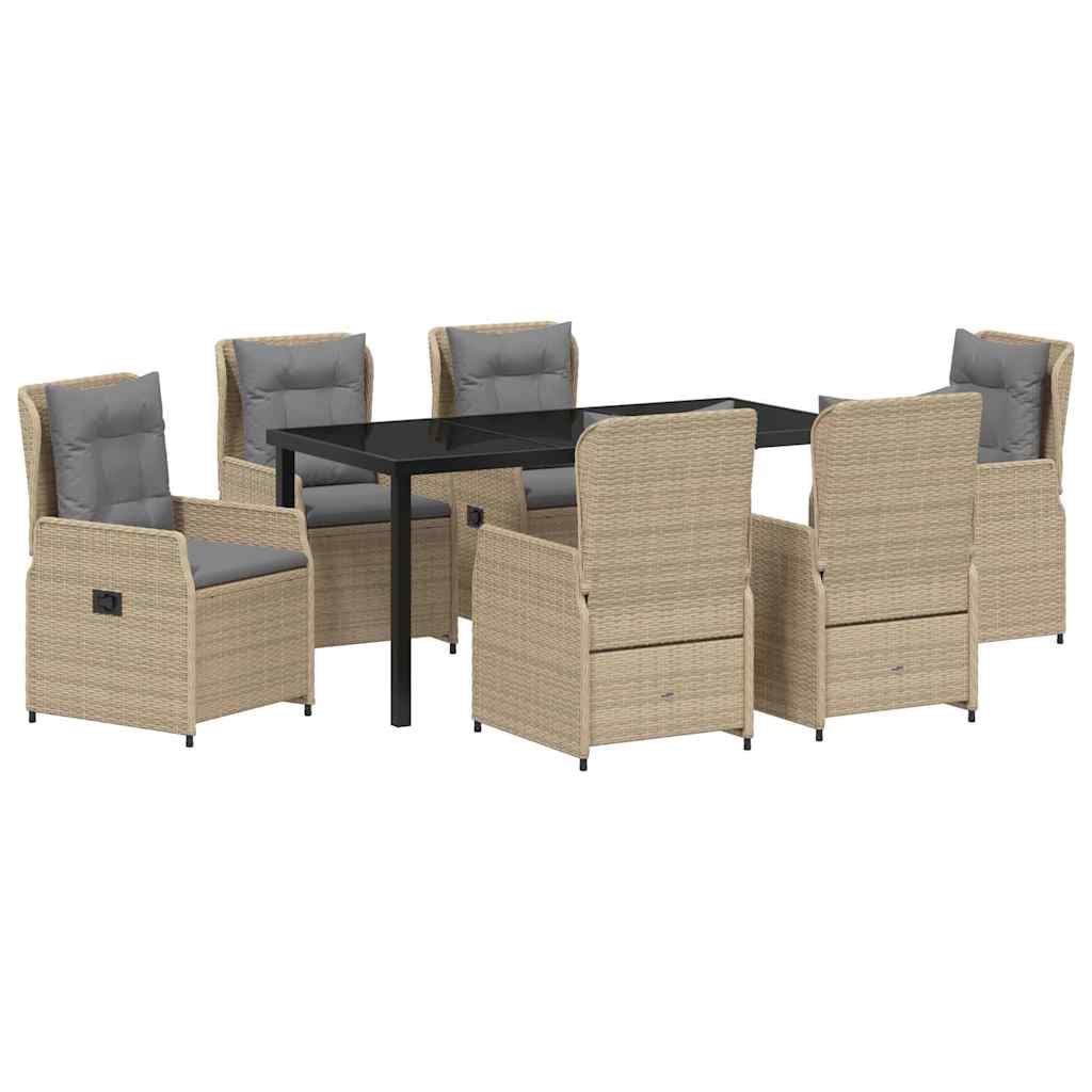 Set da Pranzo per Giardino 7 pcs Beige polyrattan - homemem39