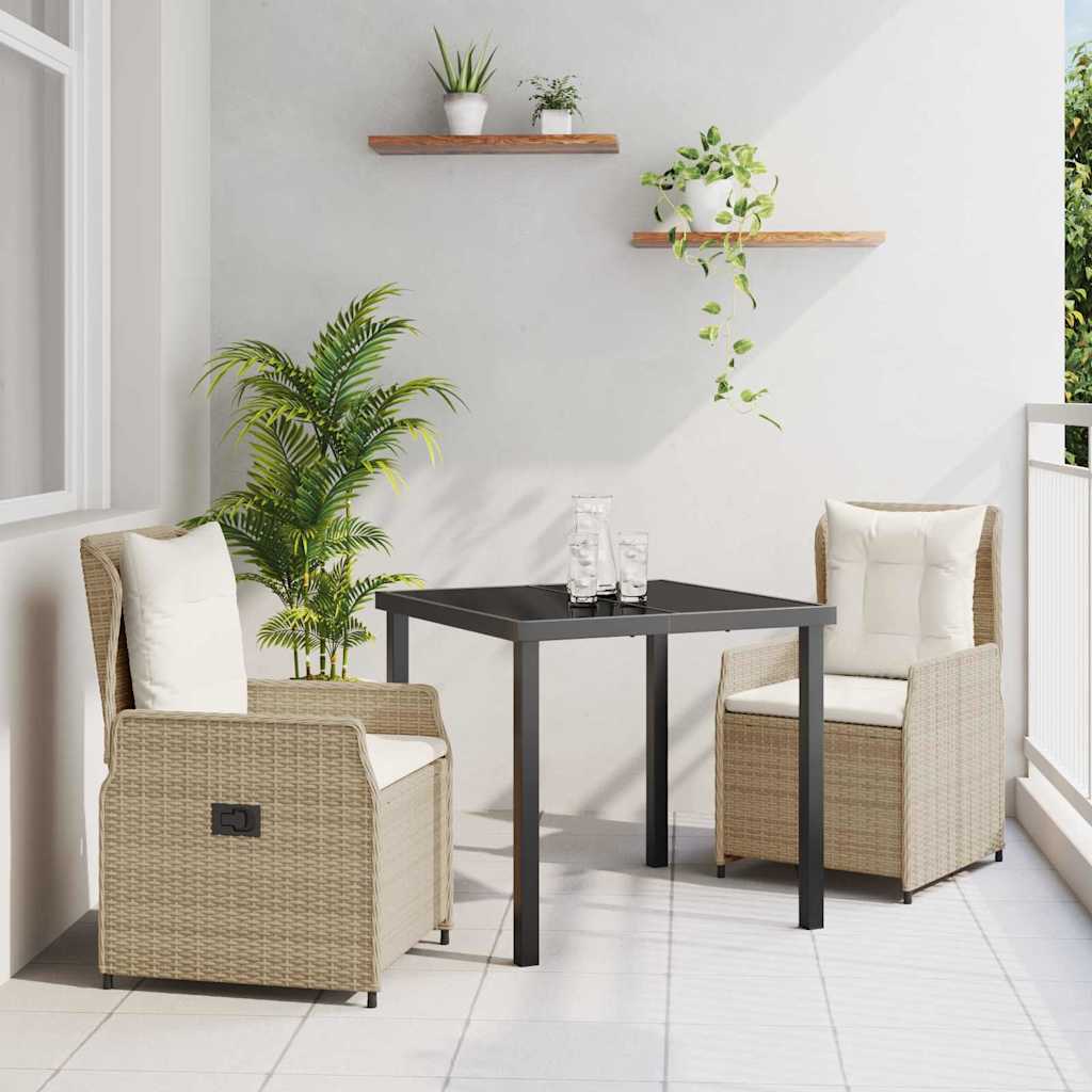 Set da Pranzo per Giardino 3 pcs Beige polyrattan - homemem39