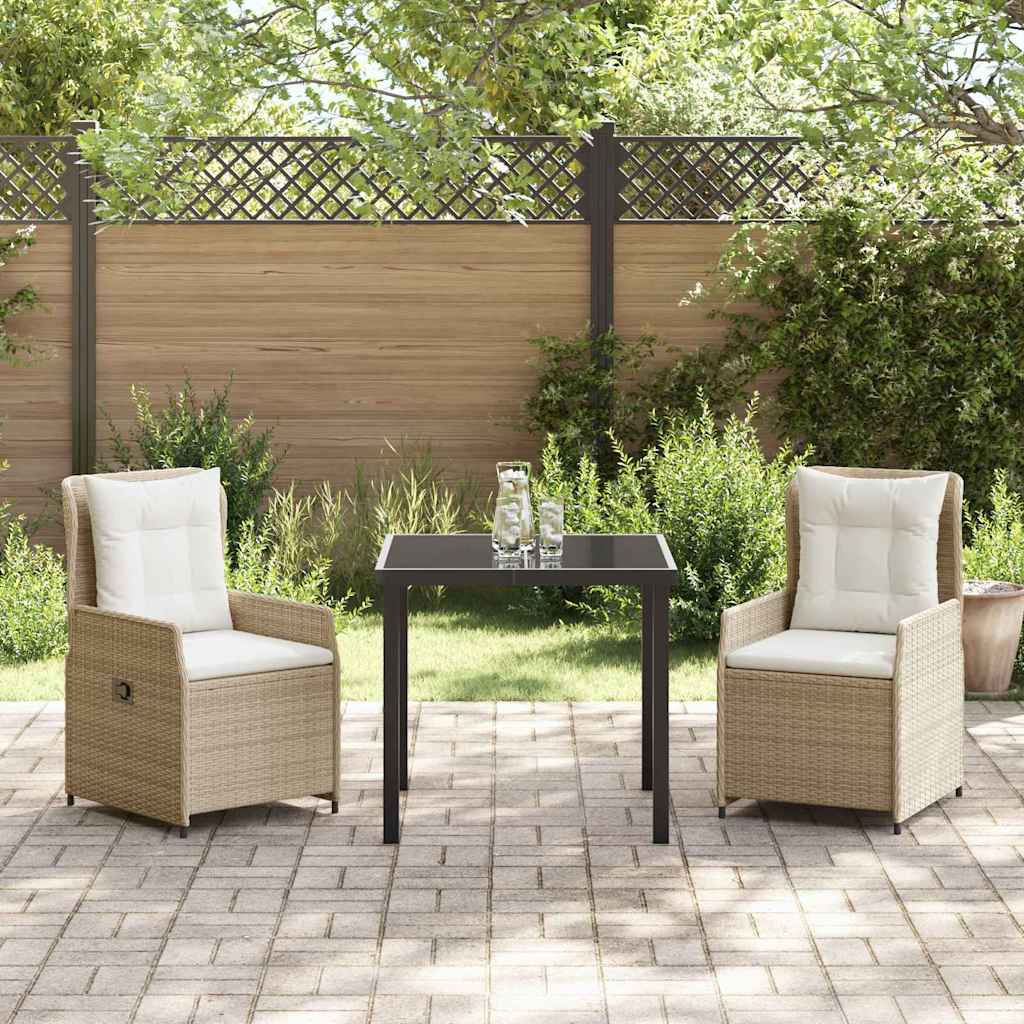 Set da Pranzo per Giardino 3 pcs Beige polyrattan - homemem39