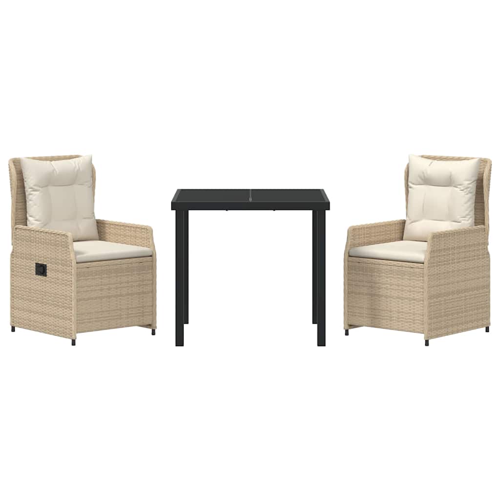 Set da Pranzo per Giardino 3 pcs Beige polyrattan - homemem39