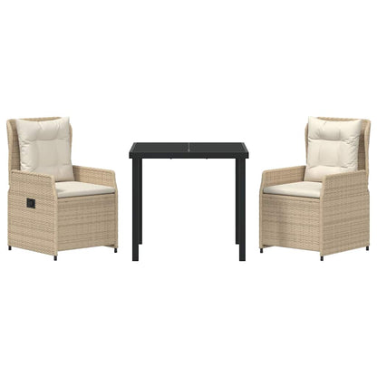 Set da Pranzo per Giardino 3 pcs Beige polyrattan - homemem39