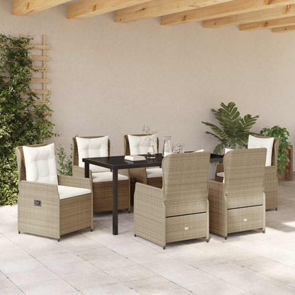 Set da Pranzo per Giardino 7 pcs Beige e Grigio Chiaro