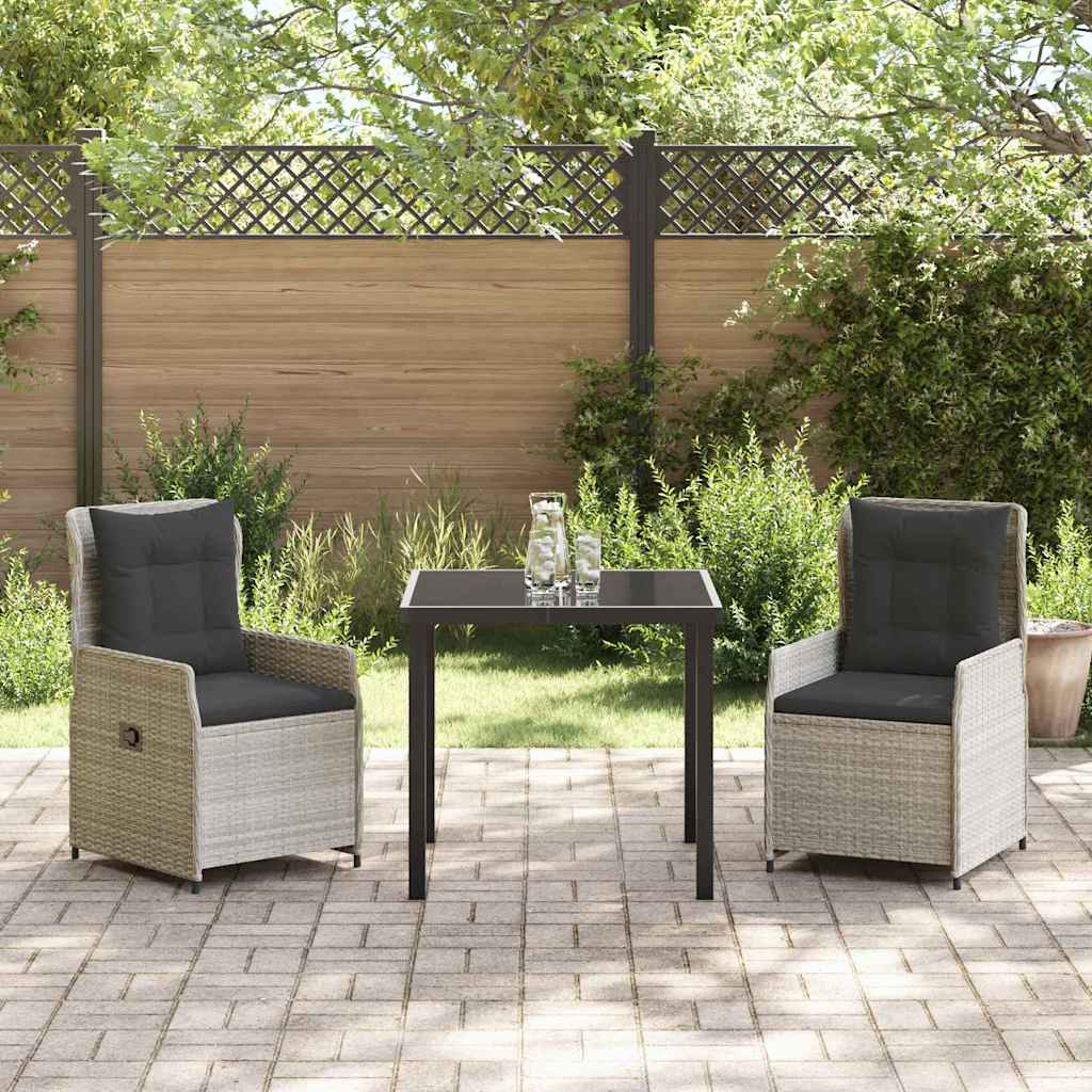 Set da Pranzo per Giardino 3 pcs Grigio chiaro polyrattan - homemem39