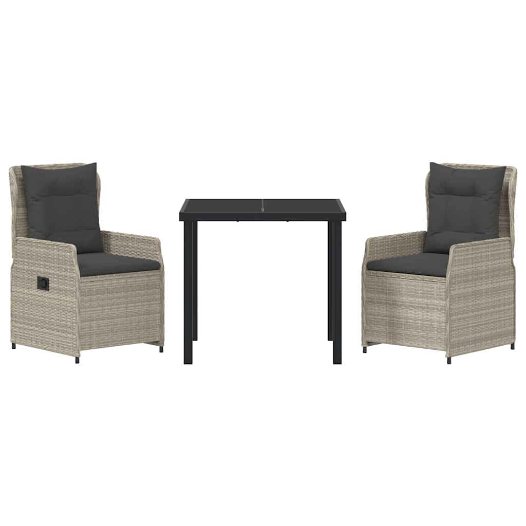 Set da Pranzo per Giardino 3 pcs Grigio chiaro polyrattan - homemem39