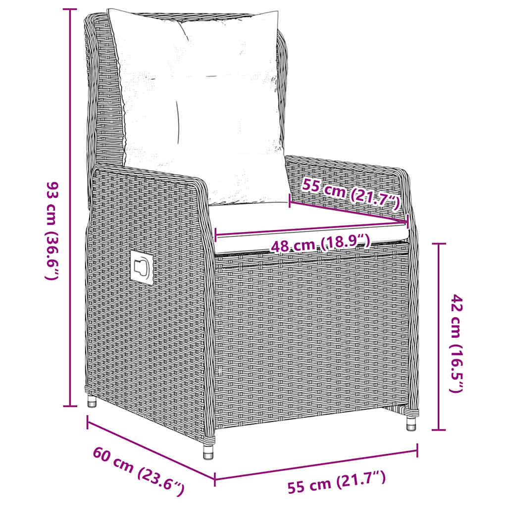 Set da Pranzo per Giardino 3 pcs Grigio chiaro polyrattan - homemem39