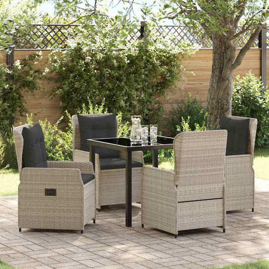 Set da Pranzo per Giardino 5 pcs Grigio chiaro polyrattan - homemem39