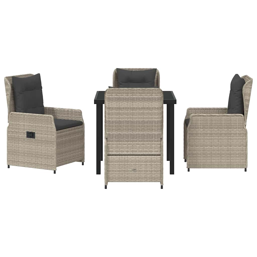 Set da Pranzo per Giardino 5 pcs Grigio chiaro polyrattan - homemem39