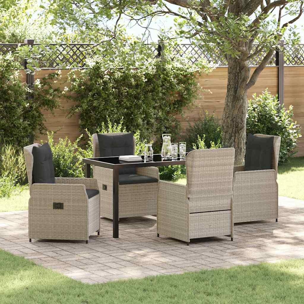 Set da Pranzo per Giardino 5 pcs Grigio chiaro polyrattan - homemem39