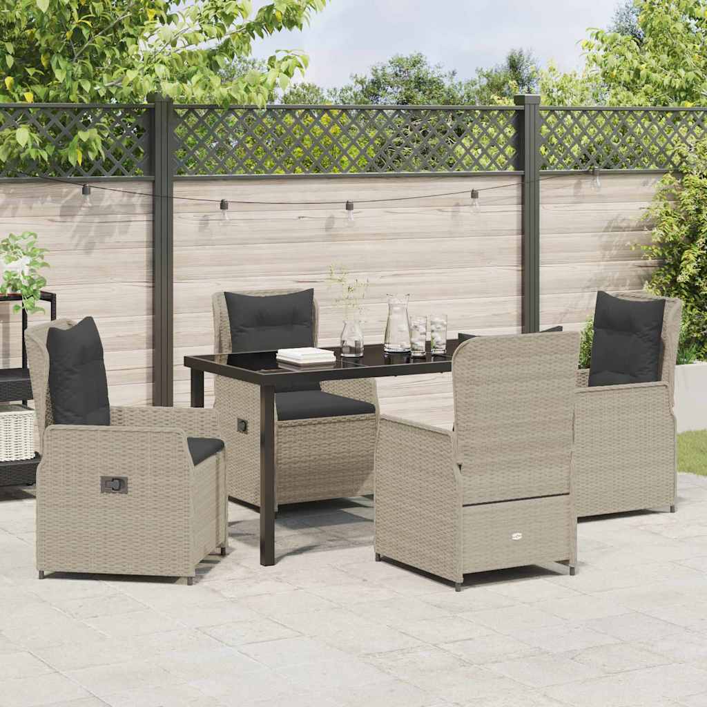 Set da Pranzo per Giardino 5 pcs Grigio chiaro polyrattan - homemem39