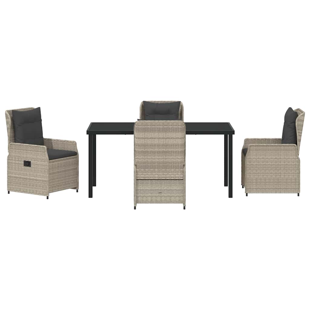 Set da Pranzo per Giardino 5 pcs Grigio chiaro polyrattan - homemem39