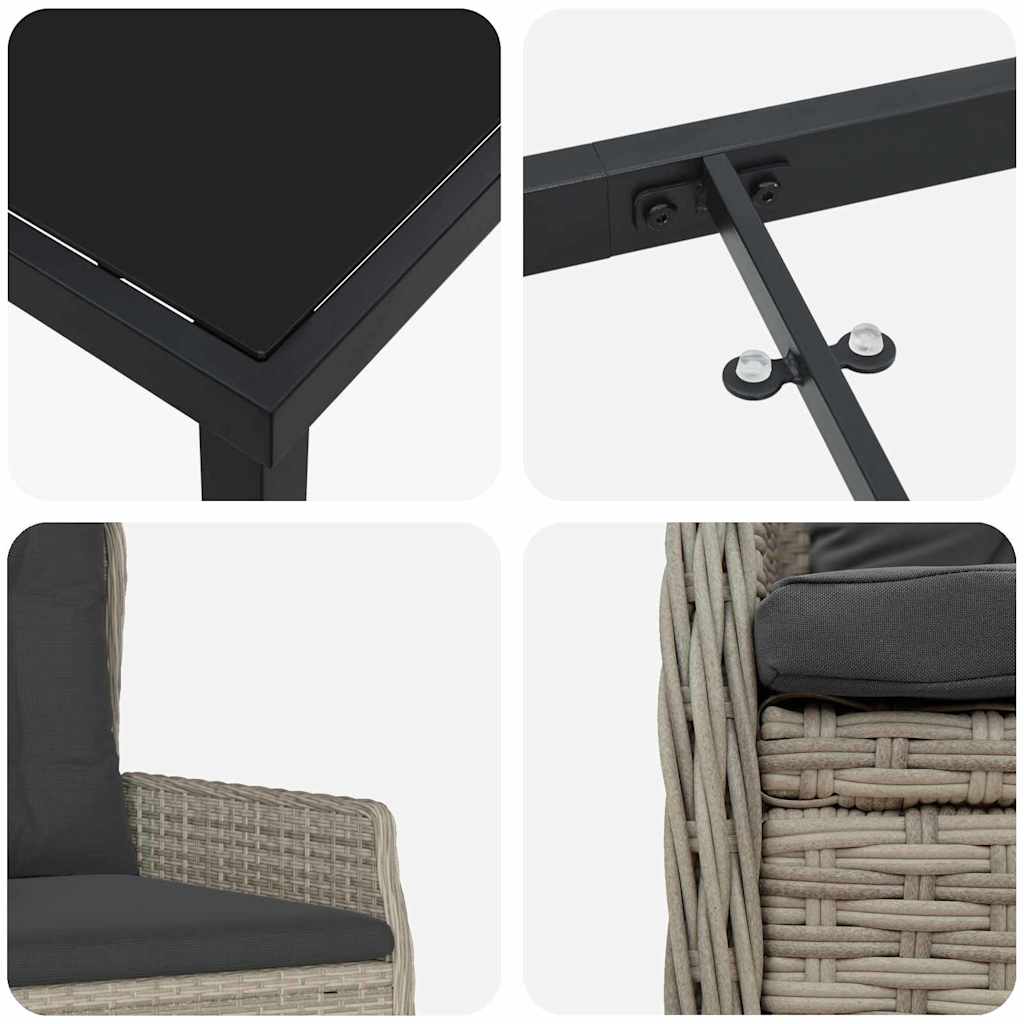 Set da Pranzo per Giardino 7 pcs Grigio chiaro polyrattan - homemem39