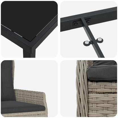 Set da Pranzo per Giardino 7 pcs Grigio chiaro polyrattan - homemem39