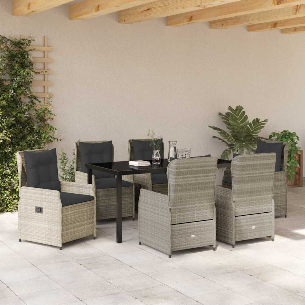 Set da Pranzo per Giardino 7 pcs Grigio chiaro polyrattan - homemem39