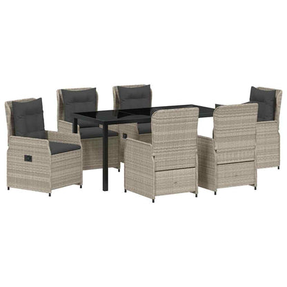 Set da Pranzo per Giardino 7 pcs Grigio chiaro polyrattan - homemem39