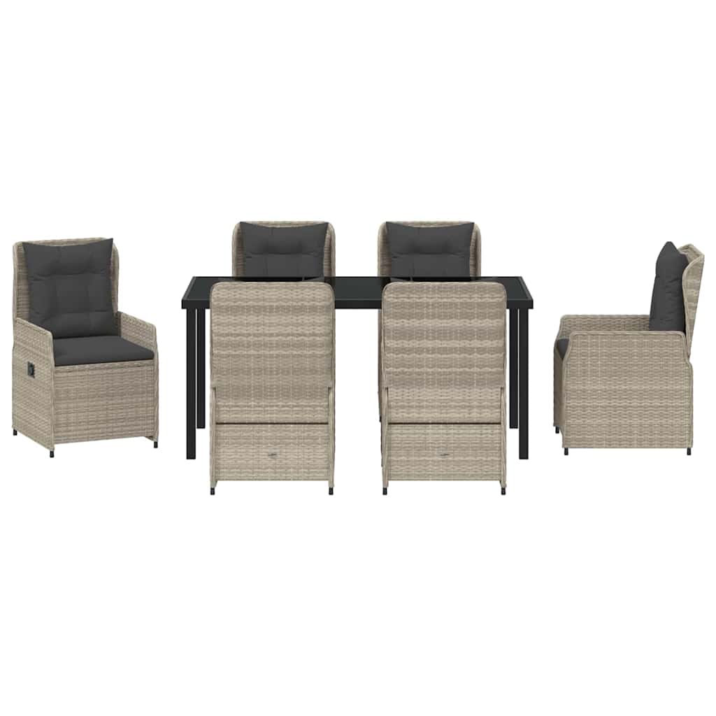 Set da Pranzo per Giardino 7 pcs Grigio chiaro polyrattan - homemem39