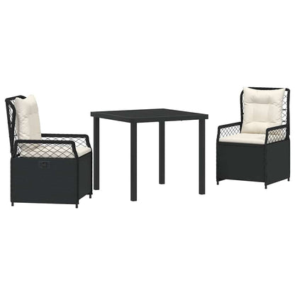 Set da Pranzo per Giardino 3 pcs Nero polyrattan - homemem39
